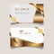 Vector set of luxury gift vouchers with ribbons and gift box. Elegant template for a festive gift card, coupon and certificate.