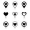 Vector set map pointer with hearts icon.illustration.Location symbol vector set isolated on white background. Black color.