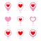 Vector set map pointer with hearts icon.illustration.Location symbol vector set isolated on white background. Sweet color.