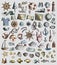 Vector set of Marine, Nautical cartoon 3d doodle objects