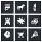 Vector Set of Meat Processing Plant Icons.