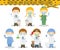 Vector Set of Medicine and Healthcare Professions with surgical masks and latex gloves