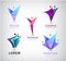 Vector set of men, people group, family logos. Child adoption logo collection and charitable foundations, social