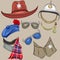 Vector set of military and sheriff accessories