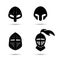 Vector set of monochrome knight helmets