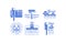 Vector set of monochrome logos for plumbing and home renovation services. Blue emblems for house repair and paint work