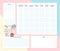 Vector set of monthly planner page design template  calendar for children.