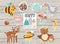 Vector set of Mothers day stickers. Collection of cute characters and objects with family love concept. Funny baby and mother
