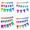 Vector Set of Multicolored Buntings Garlands Flags Isolated on White Background