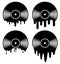 Vector set of music retro melting vinyl record