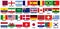 Vector set of national flags of the participating countries of the World Football Championship 2022. 32 flags divided into groups