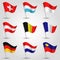 Vector set of nine flags states of western europe