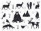 Vector set of northern animals silhouettes. Set of winter animals. Merry Christmas and New year. Design element poster