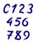 Vector set of numbers stylized as brush strokes