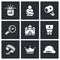 Vector Set of Nuthouse Icons. Diagnosis, Straitjacket, Treatment, Study, Building, Doctor, Bondage, Persistence, Split