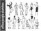 Vector set of office people workers standing and sitting isolated on white background.