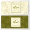 Vector set of olive natural cosmetic horizontal banners on a pattern.
