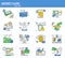 Vector set of online money payments and finance saving icons in thin line style. Secure internet credit card transaction
