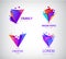 Vector set of origami 3d men men logos. Family concept, human, teamwork, people together