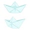 Vector Set of Origami Blue Paper Boats