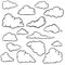 Vector set of outline clouds