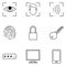 Vector Set of Outline Cyber Security Icons