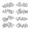 Vector set of outline silhouettes of fish