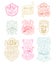 Vector set of outlined romantic badges.