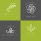 Vector set of packaging design templates and emblems in linear style - beauty and cosmetics oils - argan, rose, almond