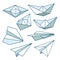Vector set: paper planes and paper ships