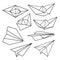 Vector set: paper planes and paper ships