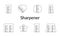 Vector set of pencil sharpeners icons. Black-white, linear illustrations.
