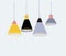 Vector set of pendant hanging lamps on white.