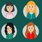 Vector set of people different girls with color hair icons
