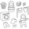 Vector set of people washing clothes