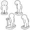 Vector set of people on weighing machine