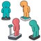 Vector set of people on weighing machine