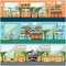 Vector set of pet shop concept posters in flat style