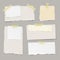 Vector set of pieces ripped note papers with different size and color, with sticky yellow tape. - Illustration