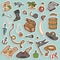 Vector set of pirate items, color stickers