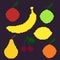 Vector Set of Pixel Fruit Illustrations.