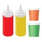 Vector Set of Plastic Red and Yellow Bottle for Mustard Ketchup and color jar