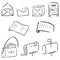 Vector set of post icons - letters, bag, box
