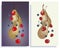 Vector set of postcard with art composition: hand-drawn yellow pears conference with blueberry, raspberry, cherry. Juice and