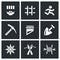 Vector Set of Prison Icons. Prisoner, Detention, Cell, Escape, Work, Death, Penalty, Thief-in-law, Sabotage, Isolation.