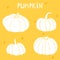 Vector set with pumpkins. White silhouette of gourd on an orange backdrop