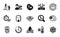 Vector set of Quick tips, Fireworks and Currency audit icons simple set. Vector