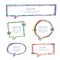 Vector set of quote blank template. Multicolor overlapping banner background. Hand drawn sketch frames.