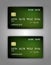 Vector set Realistic credit bank card mockup. Green, mesh, cold, purple, streaming