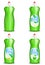 Vector set of realistic dishwashing liquid product icons isolated on background. Plastic bottle label design. Washing-up